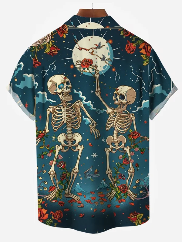 Men's Skull Rock Print Resort Shirt