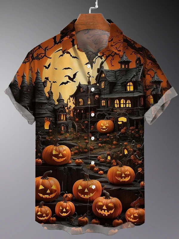 Men's Retro Halloween Fashion Short Sleeve Shirt