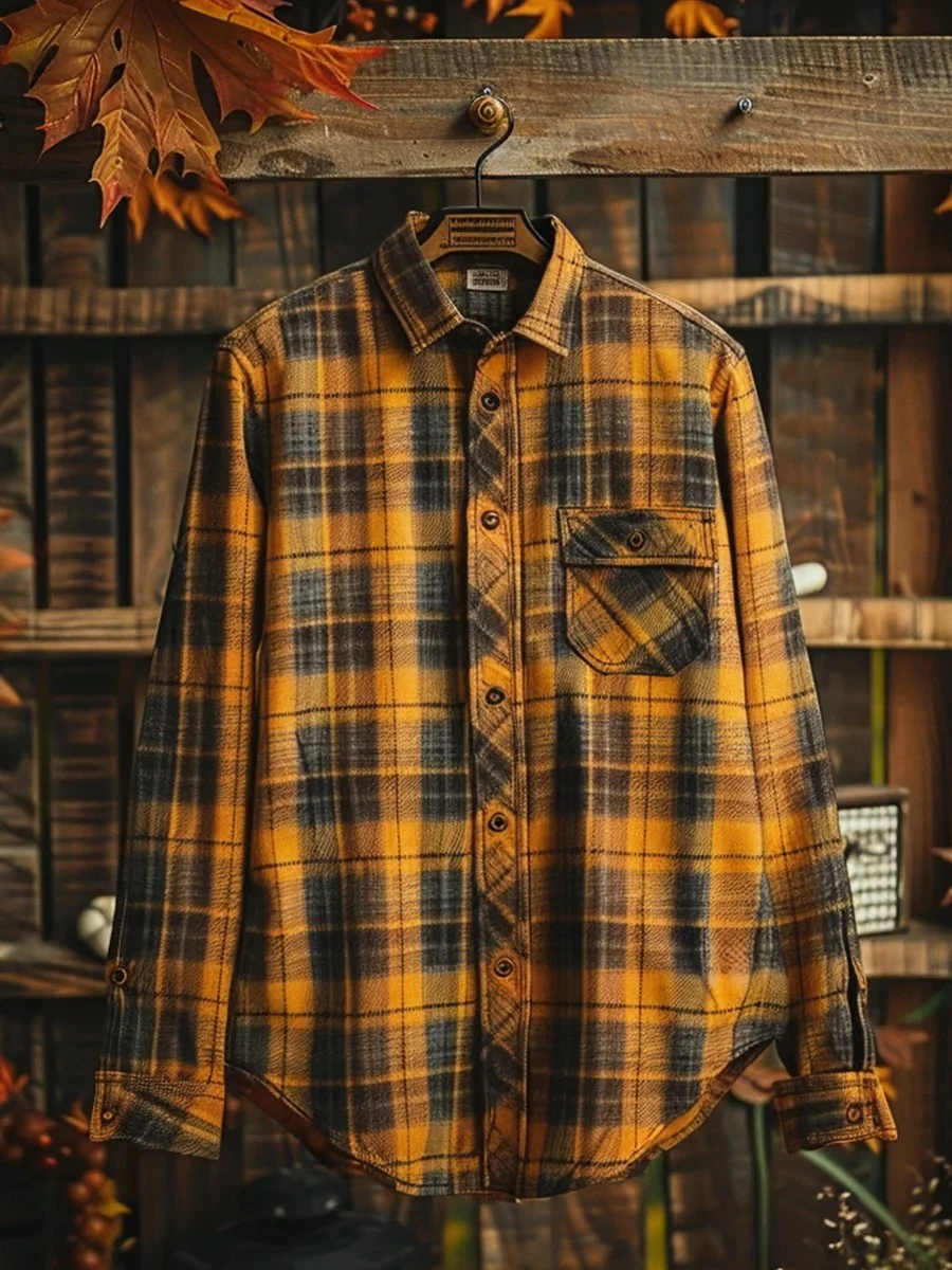 Women's Fall Harvest Plaid Buttoned Printed Casual Shirt