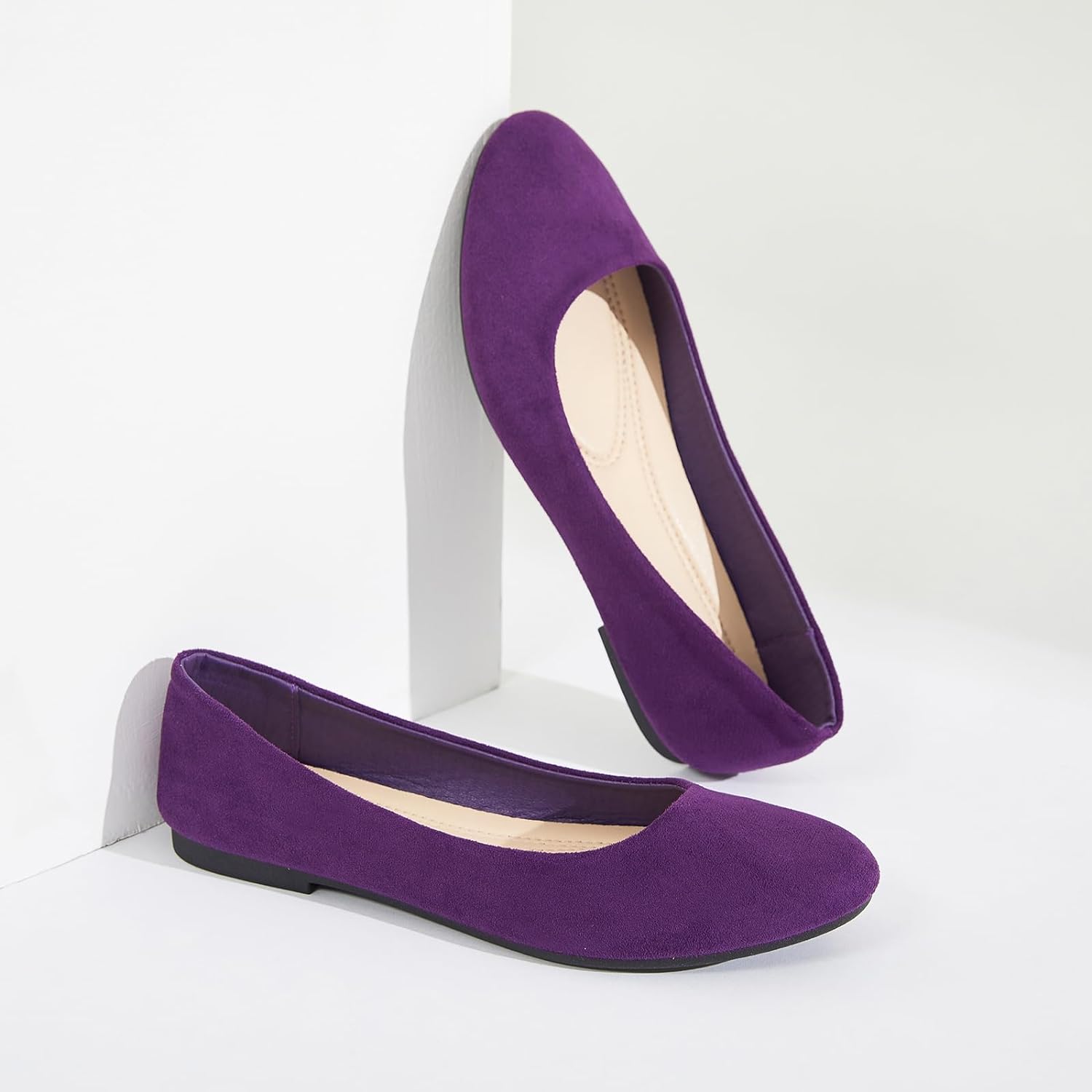 Flats for Women Round Toe Flat Shoes Dressy Black Ballet Flats Comfortable Womens Dress Shoes Ballerina Flats for Work