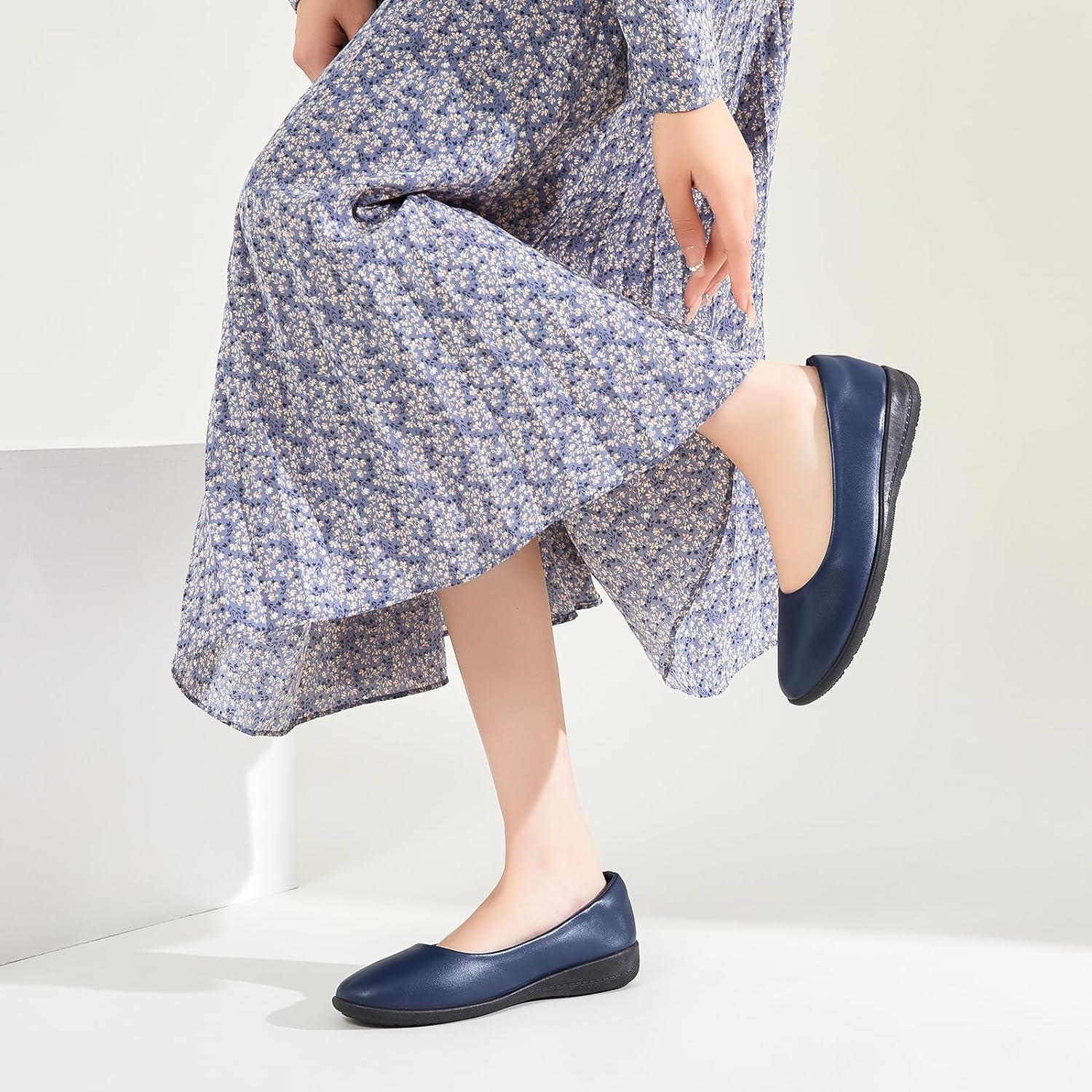 Women's Flats Comfortable Black Flats Shoes Women Round Toe Ballerina Flats Leather Dress Shoes Work Flats for Office