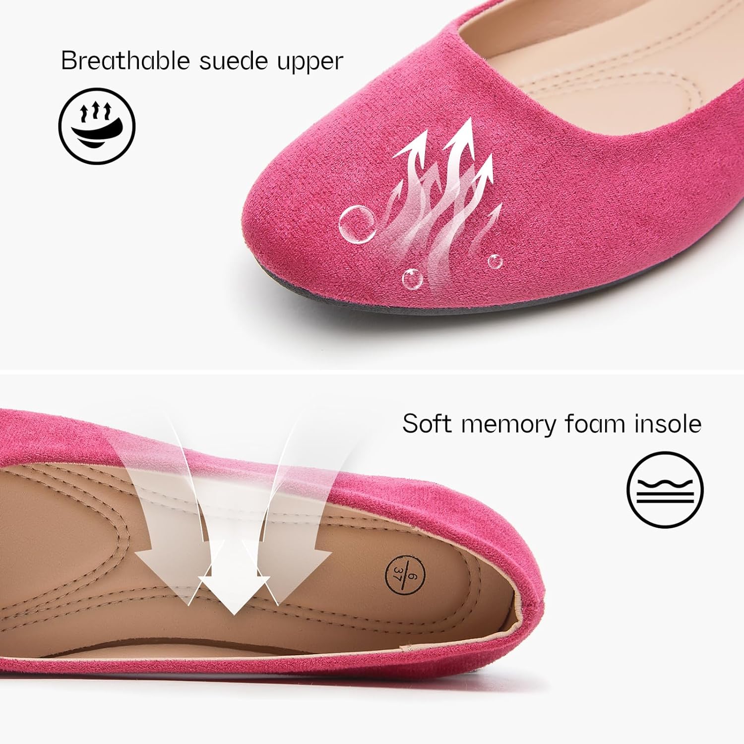 Flats for Women Round Toe Flat Shoes Dressy Black Ballet Flats Comfortable Womens Dress Shoes Ballerina Flats for Work