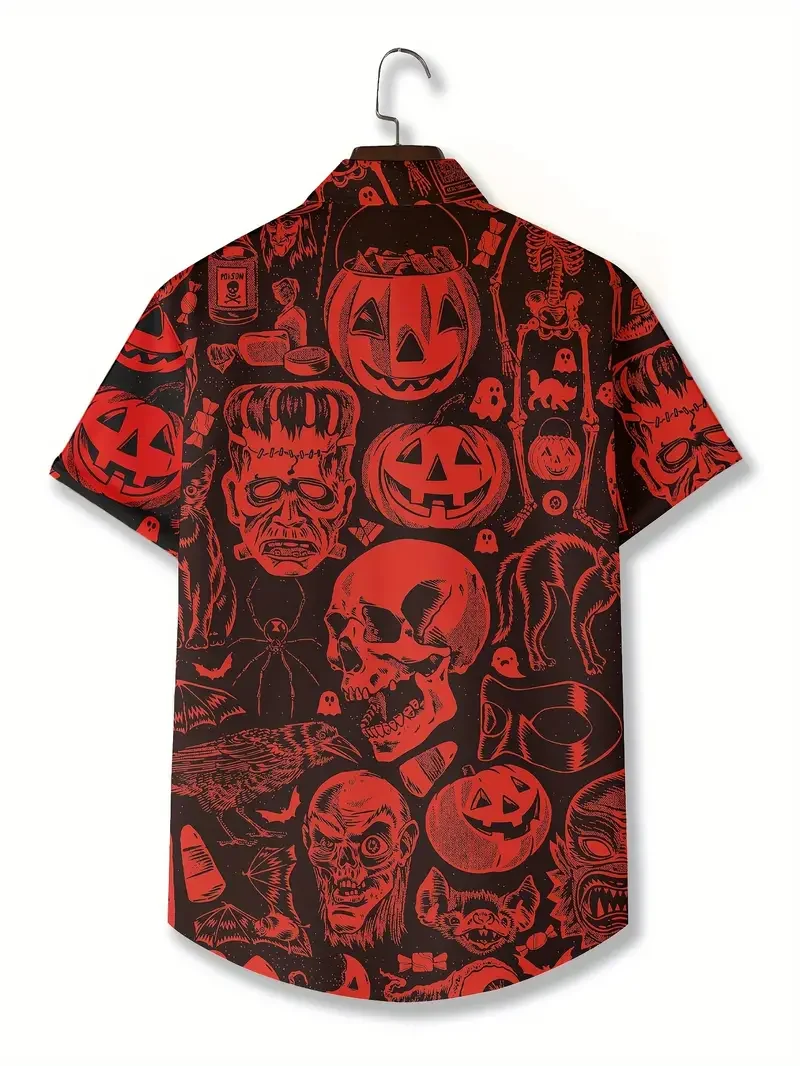 Men's Retro Halloween Fashion Short Sleeve Shirt