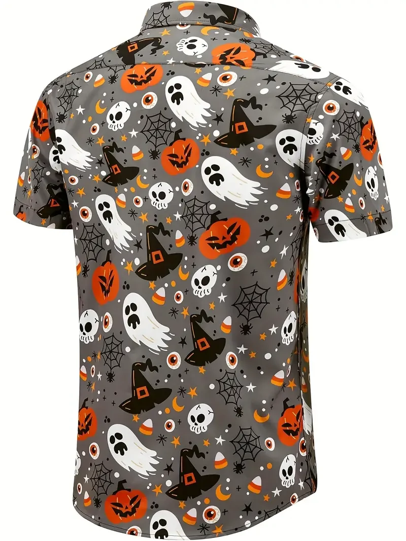 Men's Vintage Halloween Holiday Short Sleeve Shirt