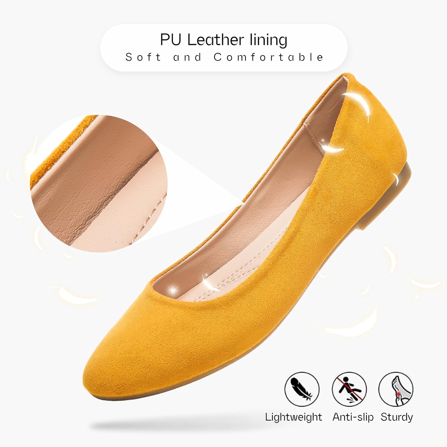 Flats for Women Round Toe Flat Shoes Dressy Black Ballet Flats Comfortable Womens Dress Shoes Ballerina Flats for Work