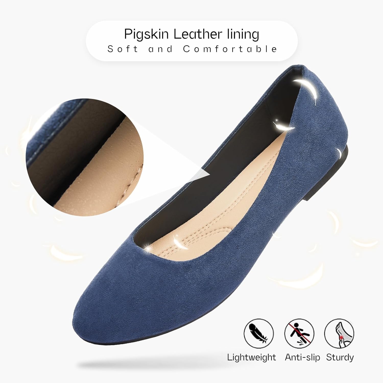 Flats for Women Round Toe Flat Shoes Dressy Black Ballet Flats Comfortable Womens Dress Shoes Ballerina Flats for Work