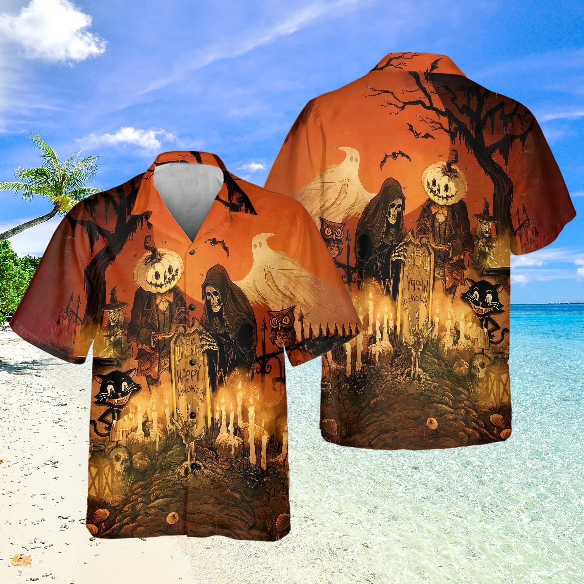 Men's Halloween Fun Horror Lapel Shirt