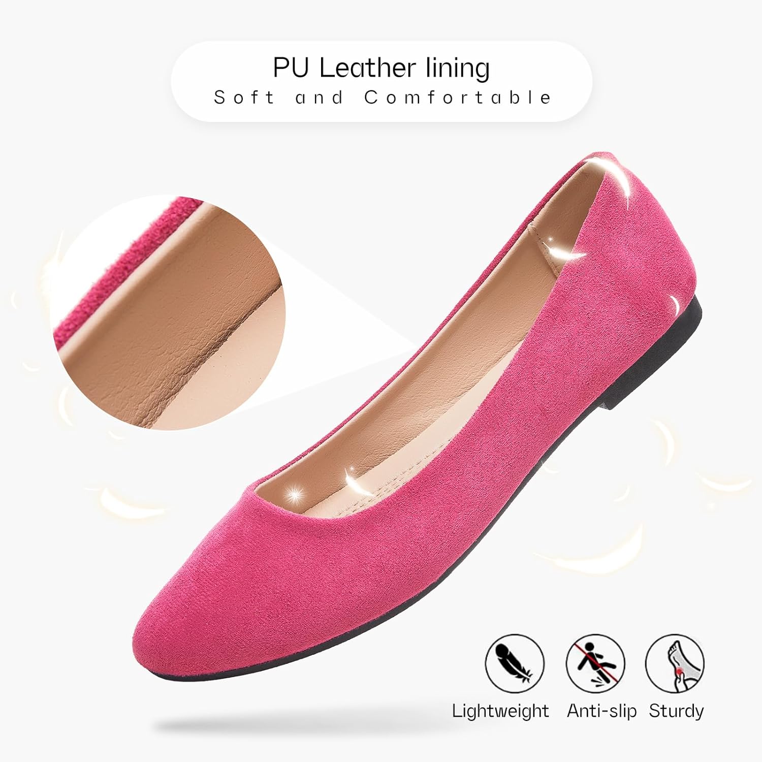 Flats for Women Round Toe Flat Shoes Dressy Black Ballet Flats Comfortable Womens Dress Shoes Ballerina Flats for Work