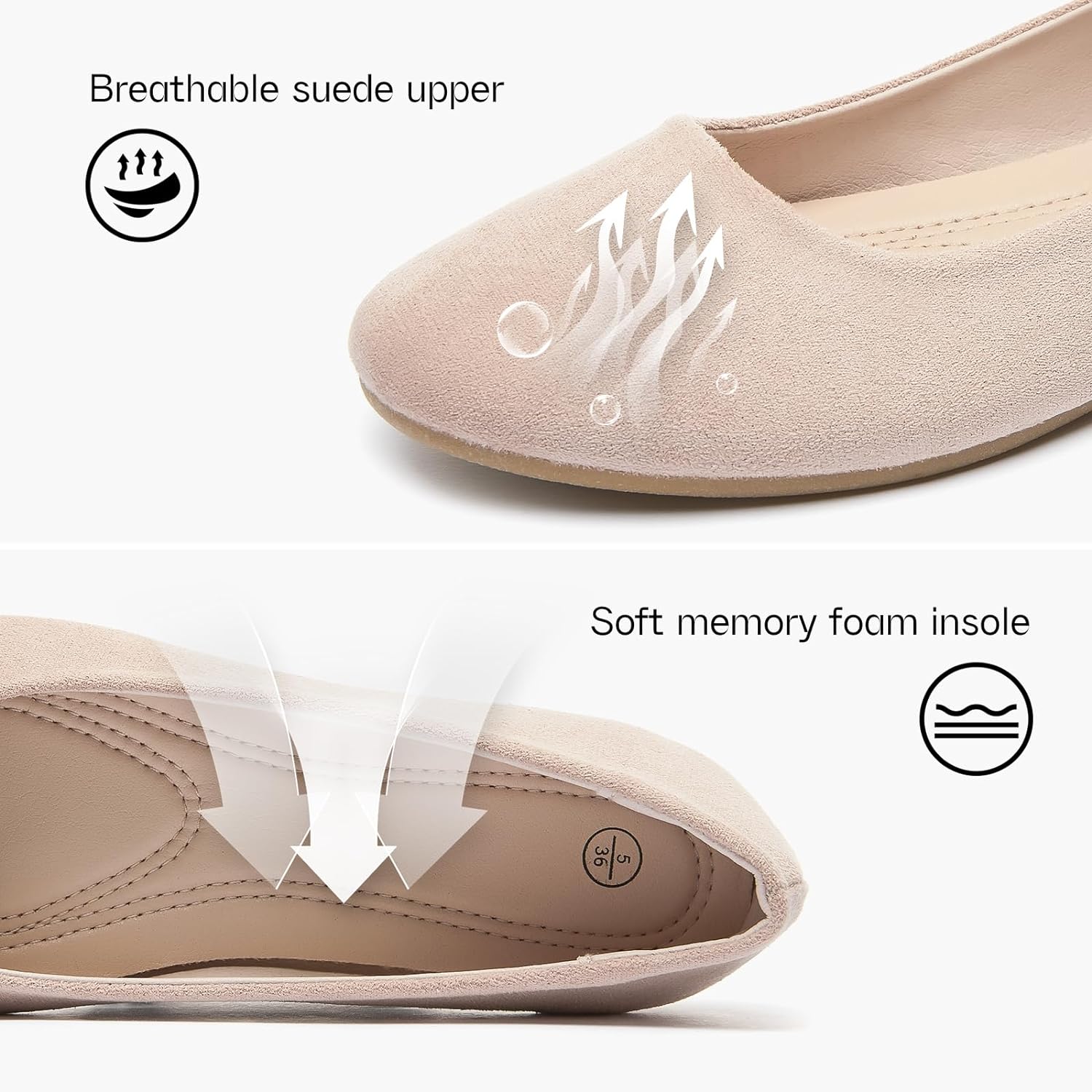 Flats for Women Round Toe Flat Shoes Dressy Black Ballet Flats Comfortable Womens Dress Shoes Ballerina Flats for Work