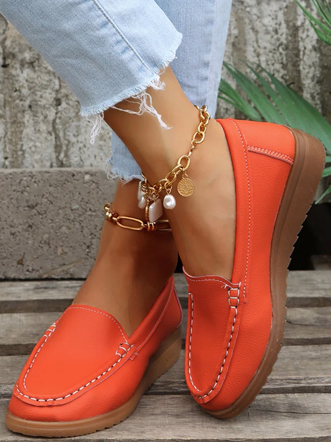 Plain Color Casual Loafers Flats