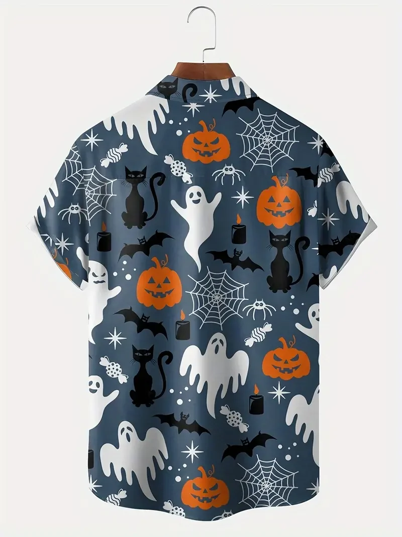 Men's Vintage Halloween Holiday Short Sleeve Shirt