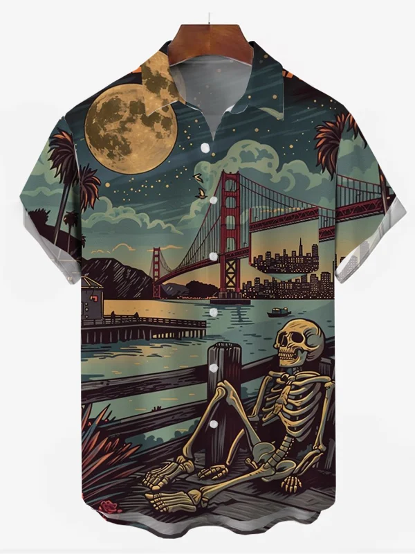 Men's Vintage Skull Print Shirt