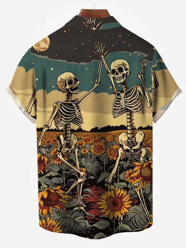 Men's Skull Print Resort Shirt