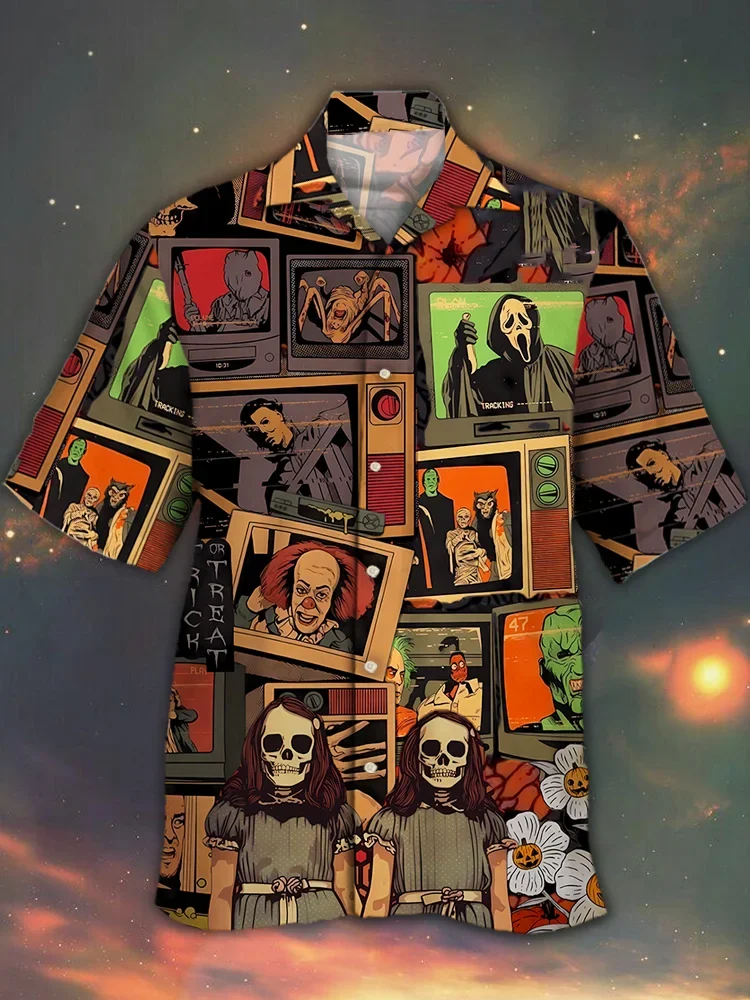 Men's Halloween Horror Movie Short Sleeve Shirt