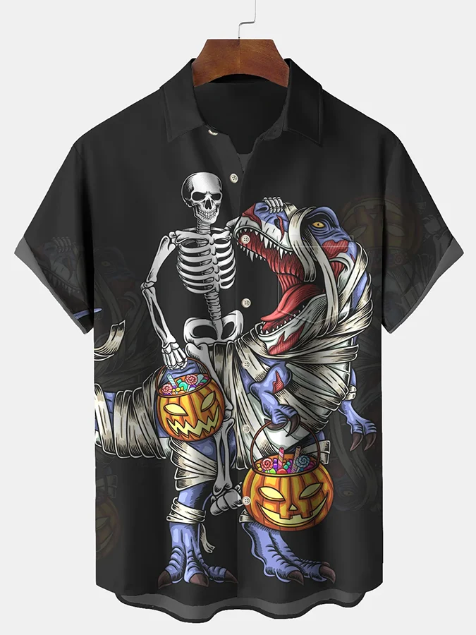 Men's Halloween Printed Casual Shirt (With Pockets)