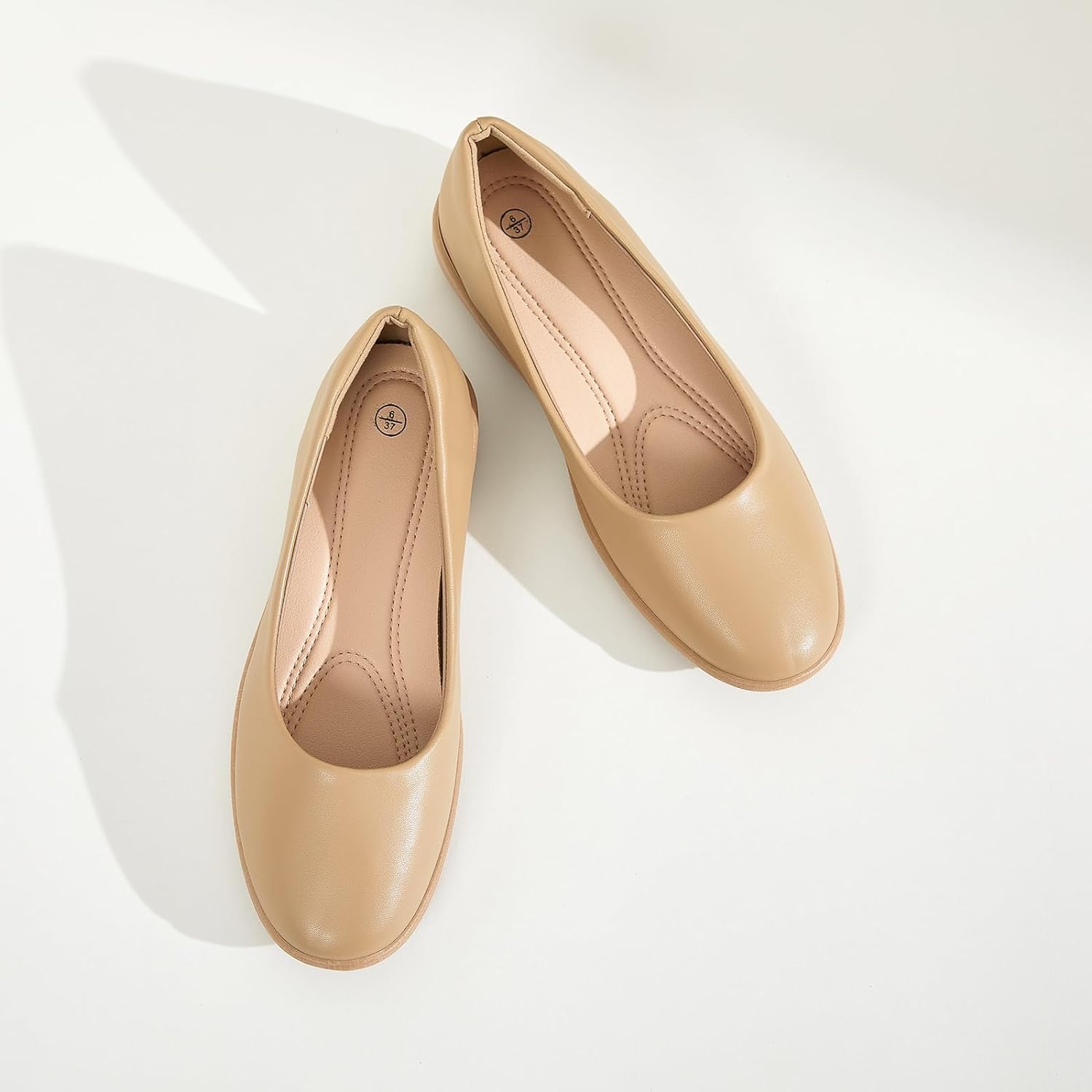 Women's Flats Comfortable Black Flats Shoes Women Round Toe Ballerina Flats Leather Dress Shoes Work Flats for Office