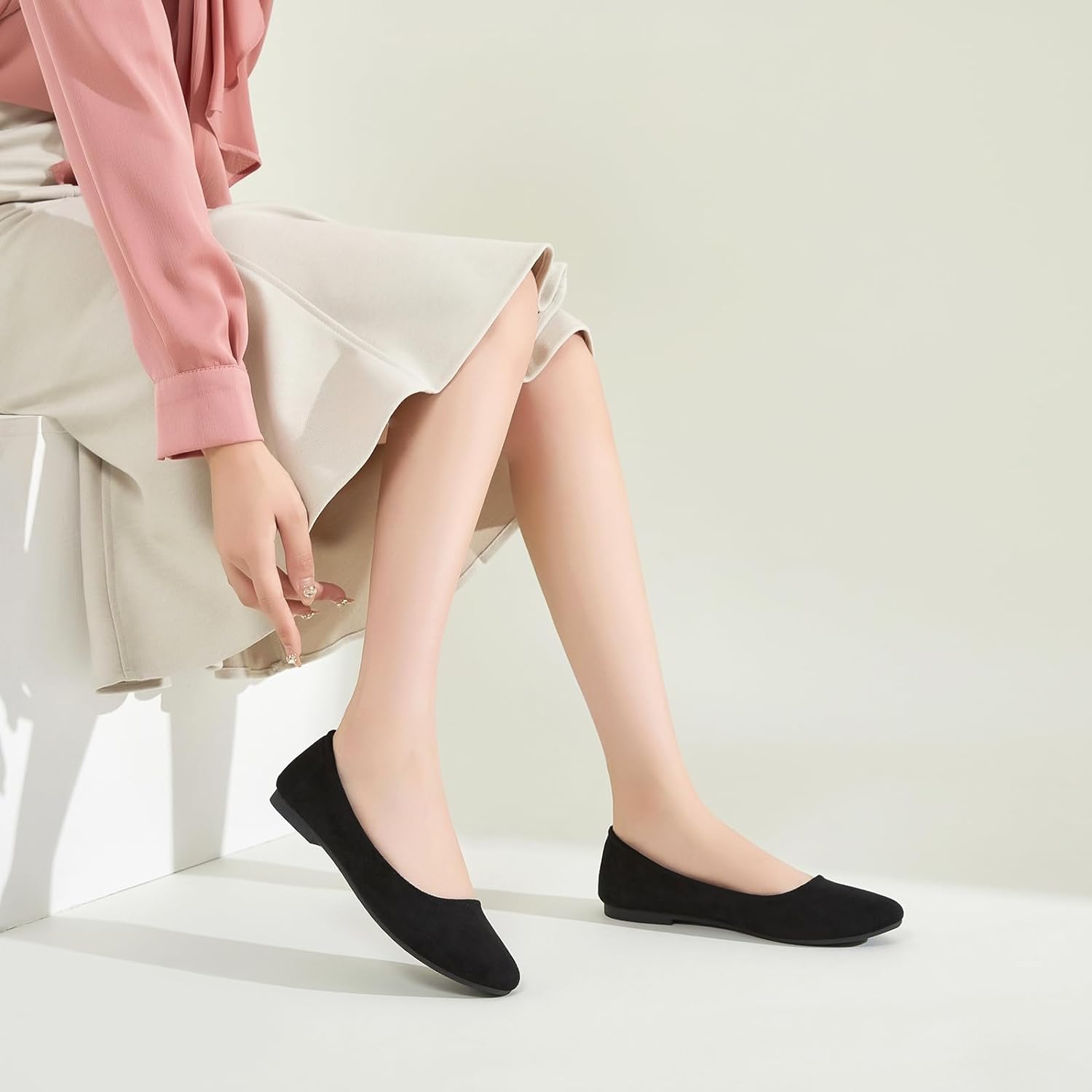 Flats for Women Round Toe Flat Shoes Dressy Black Ballet Flats Comfortable Womens Dress Shoes Ballerina Flats for Work