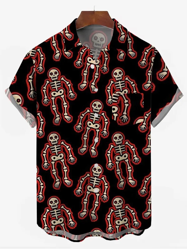 Men's Skull Print Resort Shirt