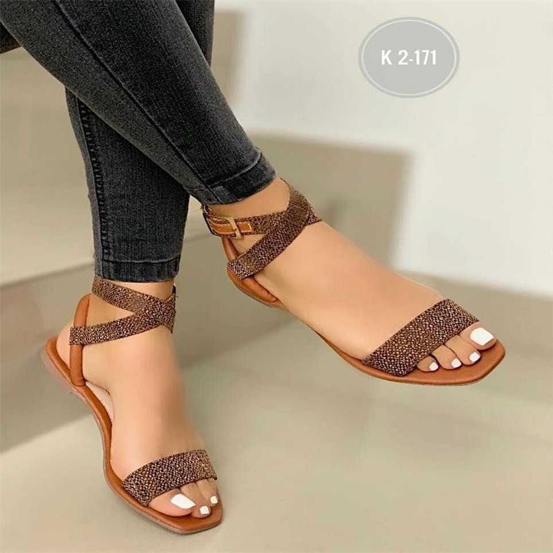 Ankle Winding Outer Belt Buckle Sandal Slippers
