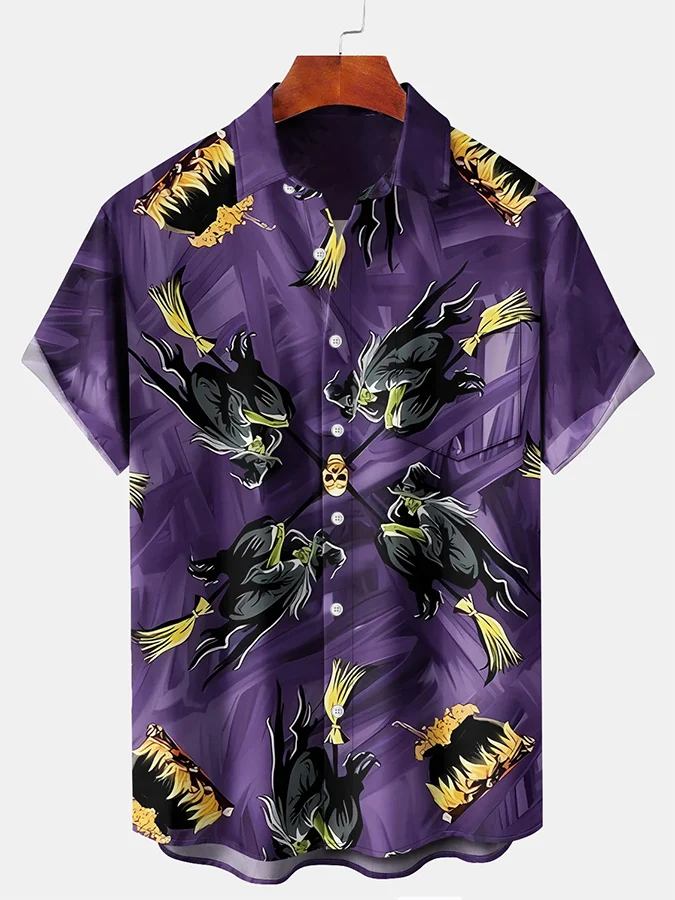 Men's Halloween Printed Casual Shirt (With Pockets)