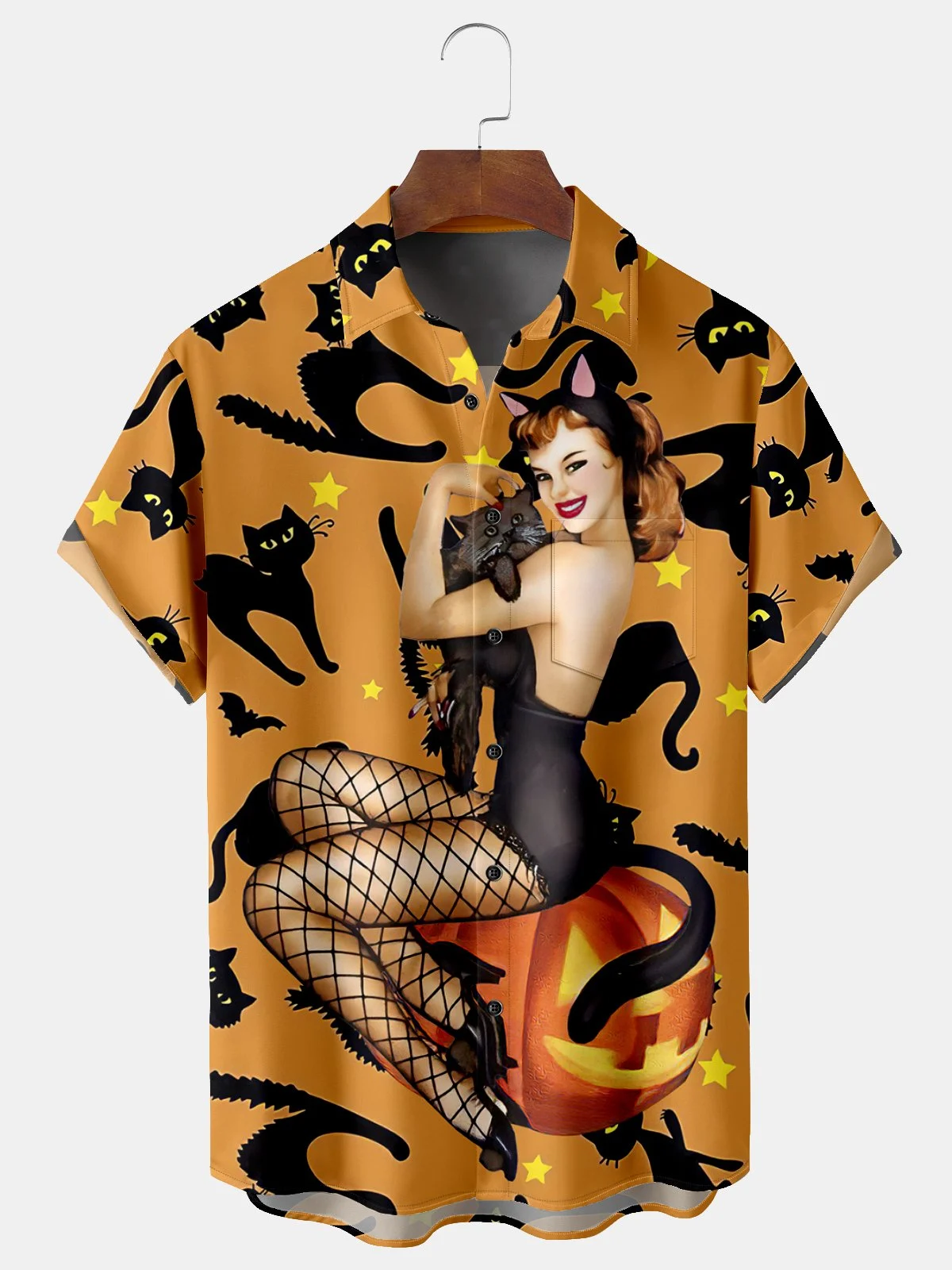 Men's Retro Halloween Fashion Short Sleeve Shirt