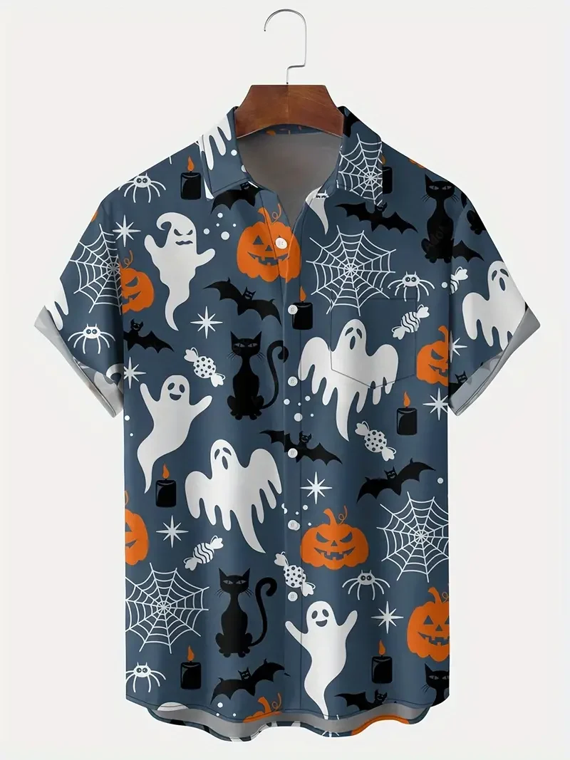 Men's Vintage Halloween Holiday Short Sleeve Shirt