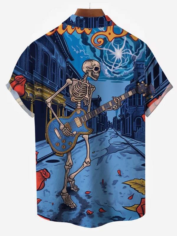 Men's Skull Rock Print Resort Shirt