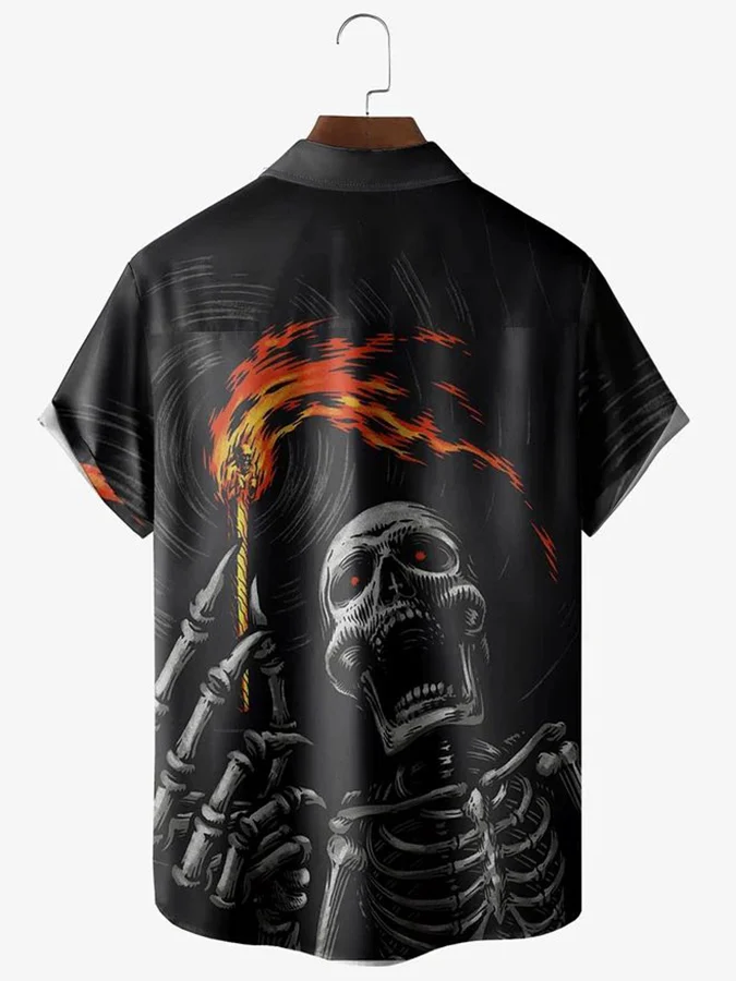 Men'S Printed Design Sense Fashion Casual Loose All-Match Shirt