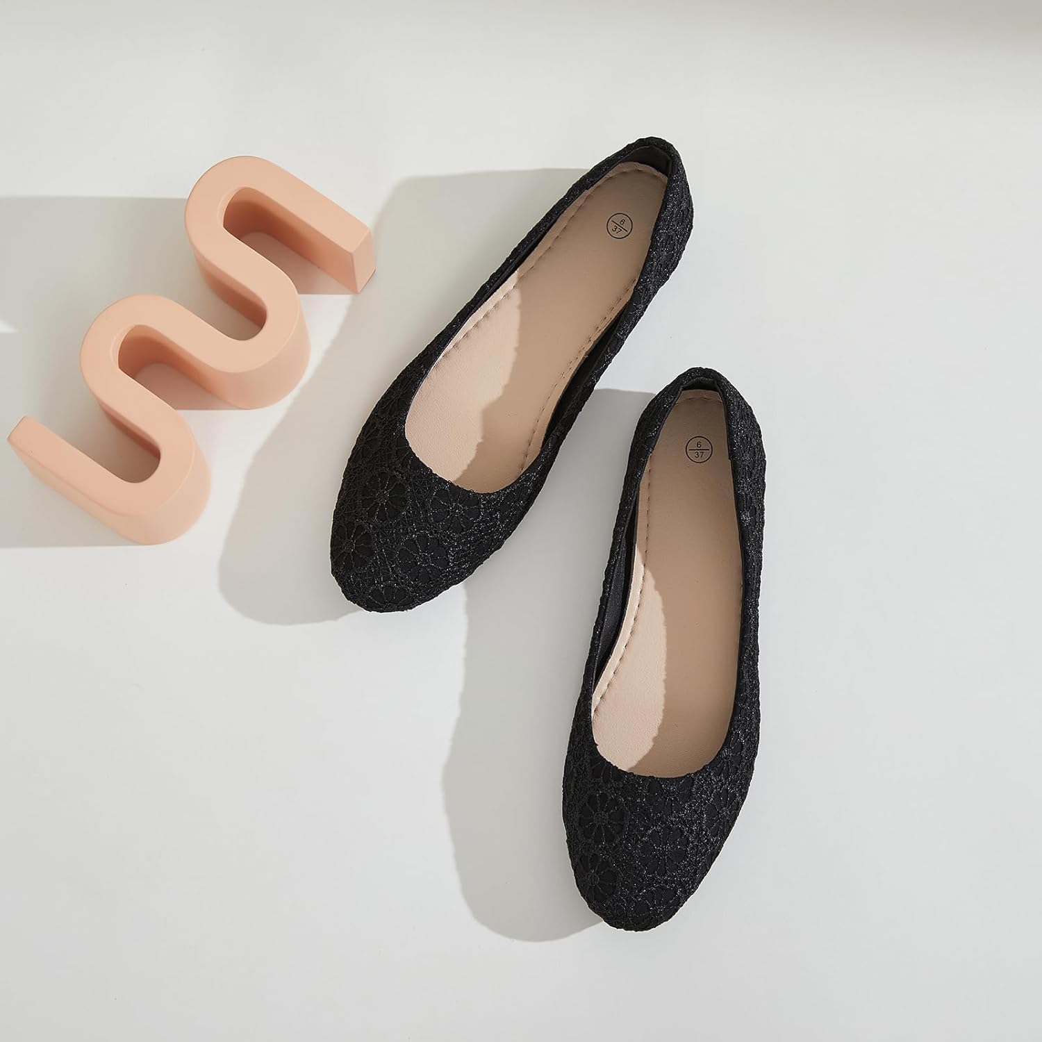 Dress Shoes for Women Round Toe Flats Shoes Lace Ballet Flats Dressy Comfortable Foldable Flats Low Heel