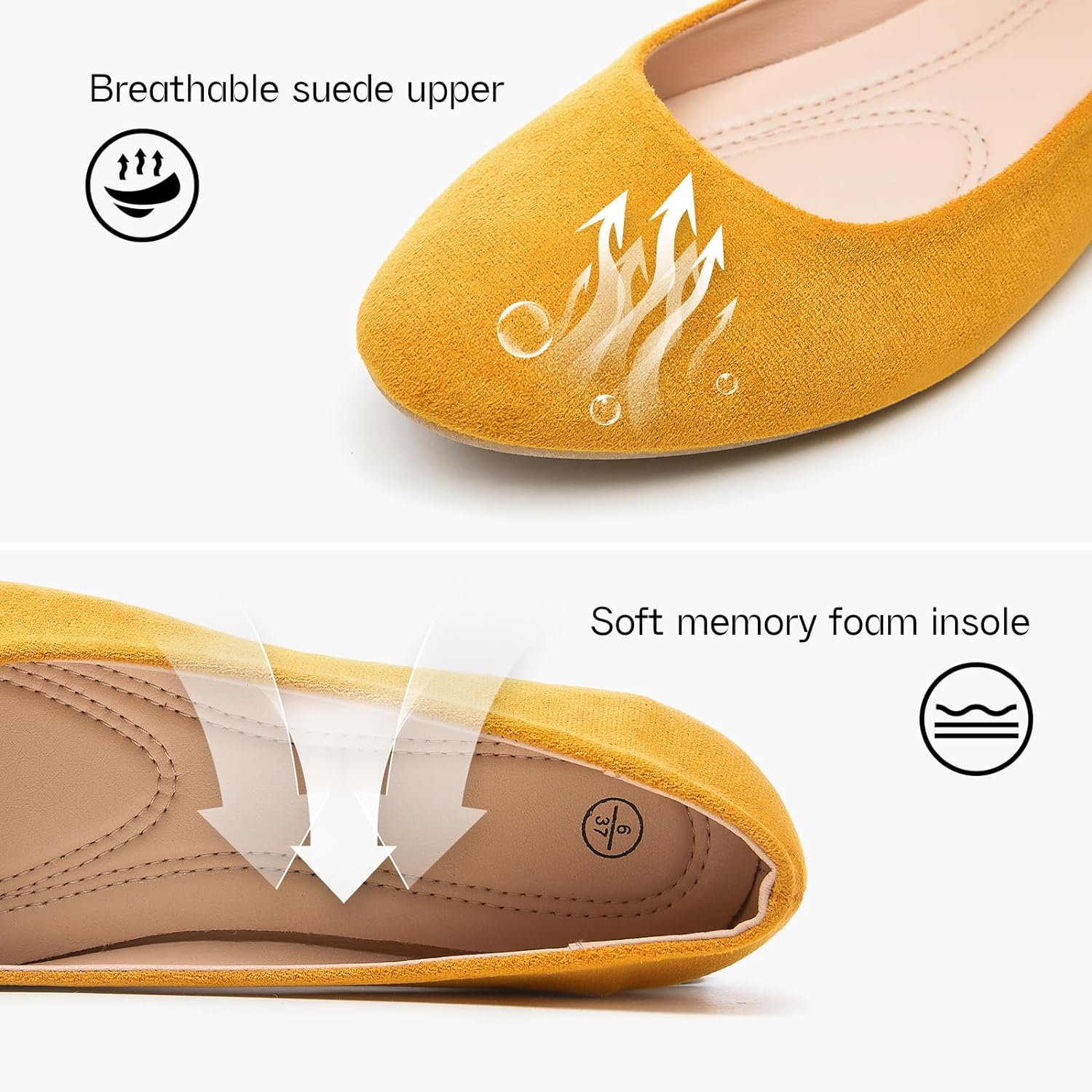 Flats for Women Round Toe Flat Shoes Dressy Black Ballet Flats Comfortable Womens Dress Shoes Ballerina Flats for Work