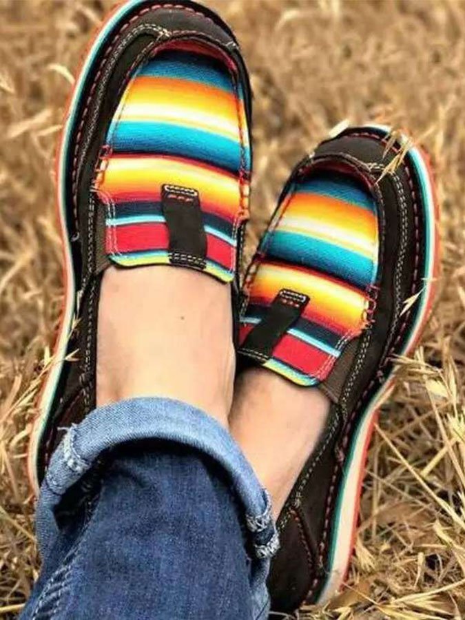 Retro Geometric Pattern Casual Shoes