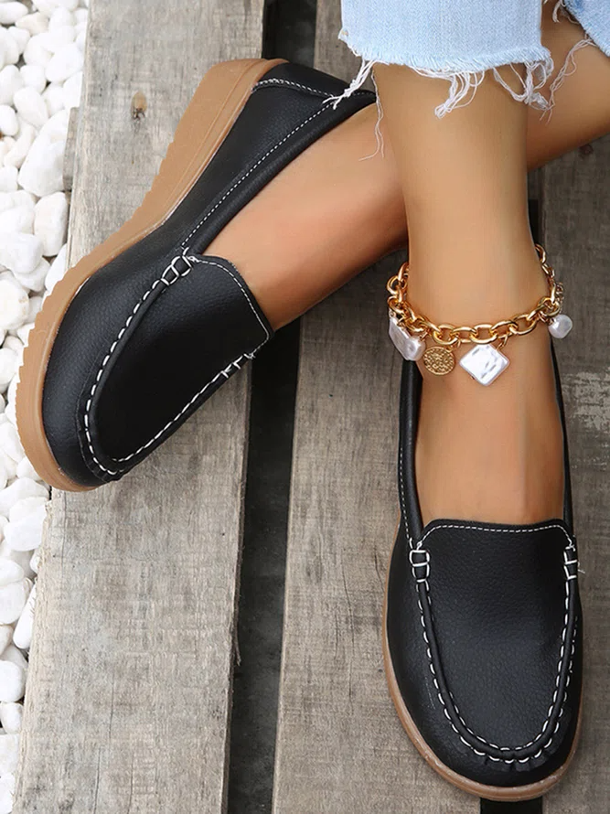 Plain Color Casual Loafers Flats