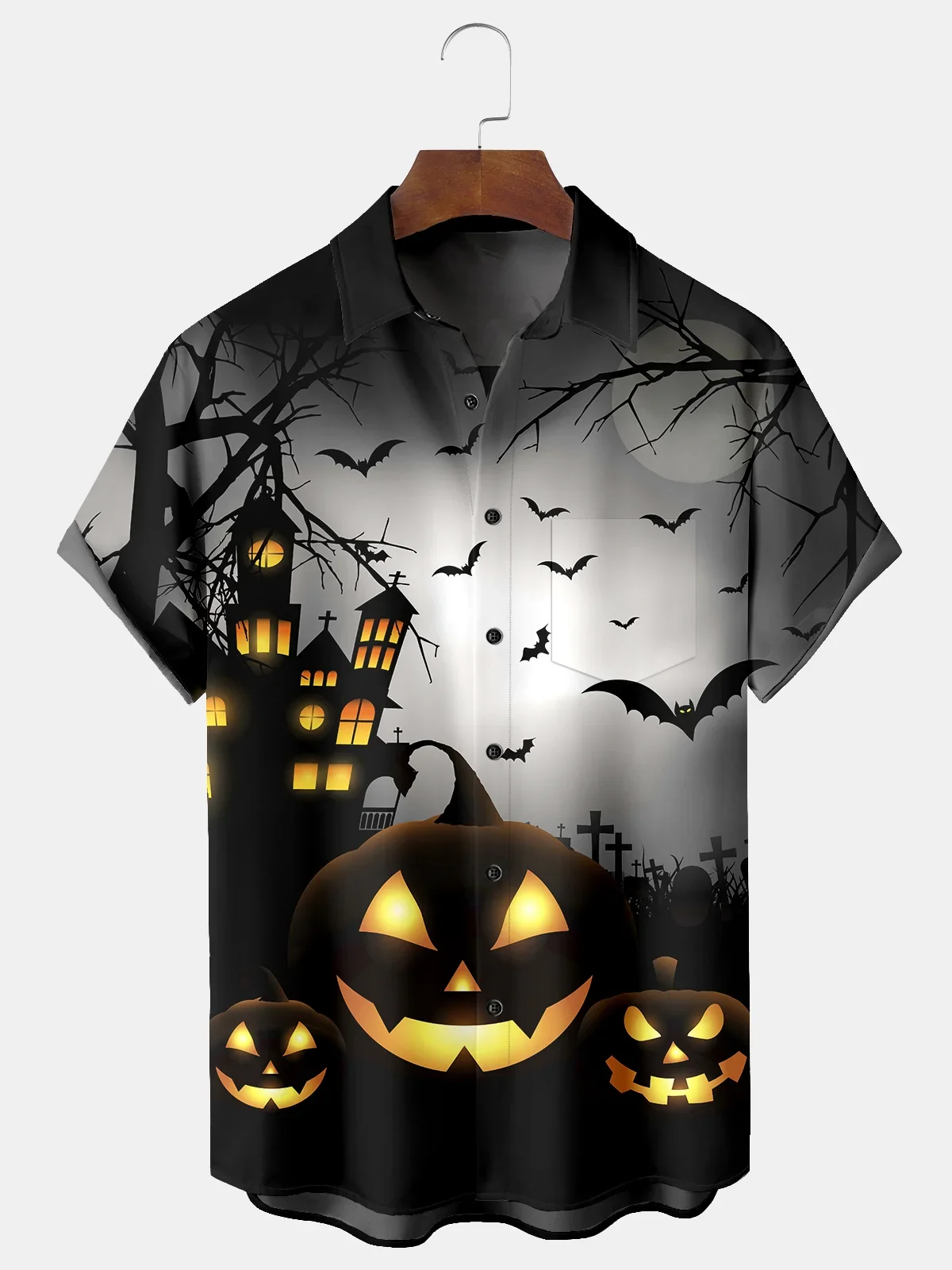 Men's Retro Halloween Fashion Short Sleeve Shirt