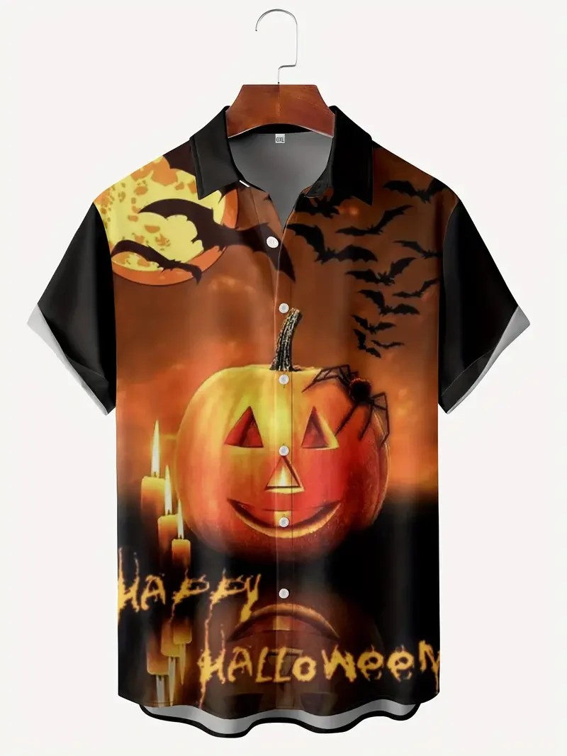 Men's Retro Halloween Fashion Short Sleeve Shirt