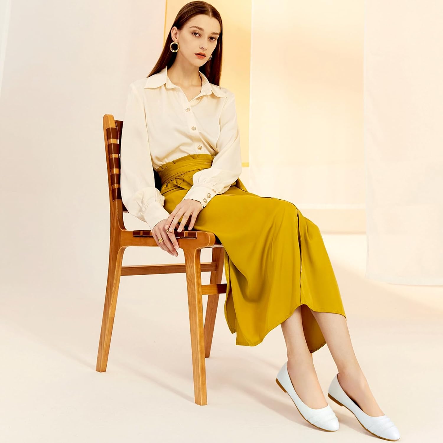 Flats for Women Dressy Comfortable Flats Shoes Womens Black Flats Leather Work Ballet Flats Round Toe Dress Shoes