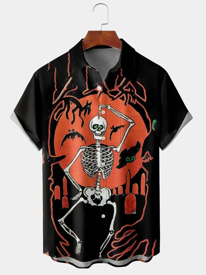 Men'S Printed Design Sense Fashion Casual Loose All-Match Shirt