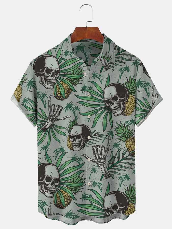 Stylish Casual Holiday Skull Print Shirt