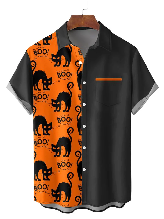 Casual Halloween Print Men'S Short-Sleeved Shirt