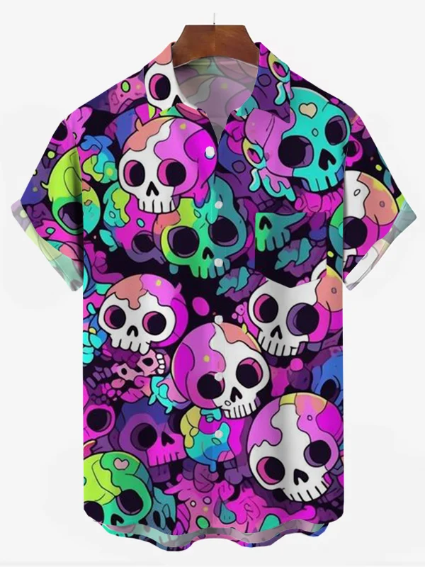 Men's Skull Print Resort Shirt
