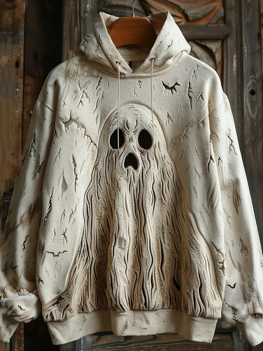 Men's Halloween Little Ghost Printed Hoodie