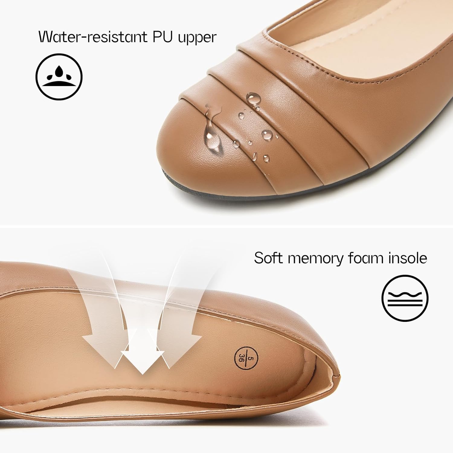 Flats for Women Dressy Comfortable Flats Shoes Womens Black Flats Leather Work Ballet Flats Round Toe Dress Shoes