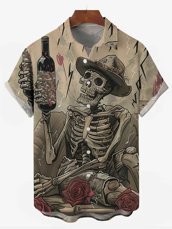 Men's Skull Print Resort Shirt