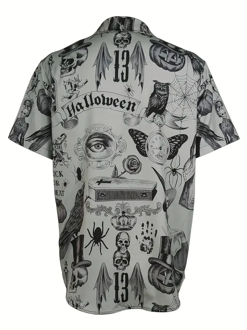 Men's Retro Halloween Fashion Short Sleeve Shirt