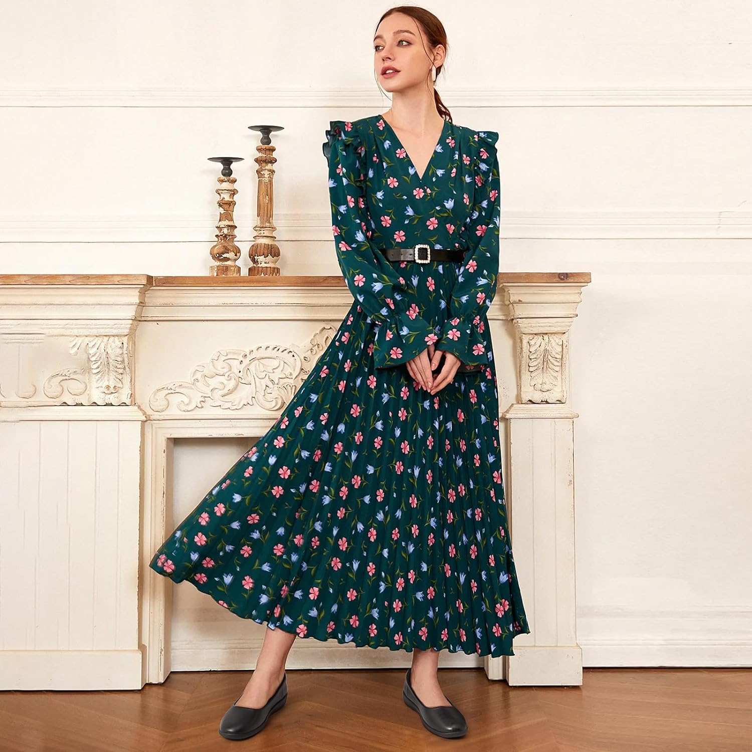 Women's Flats Comfortable Black Flats Shoes Women Round Toe Ballerina Flats Leather Dress Shoes Work Flats for Office