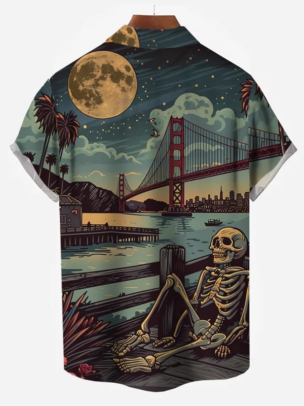 Men's Vintage Skull Print Shirt