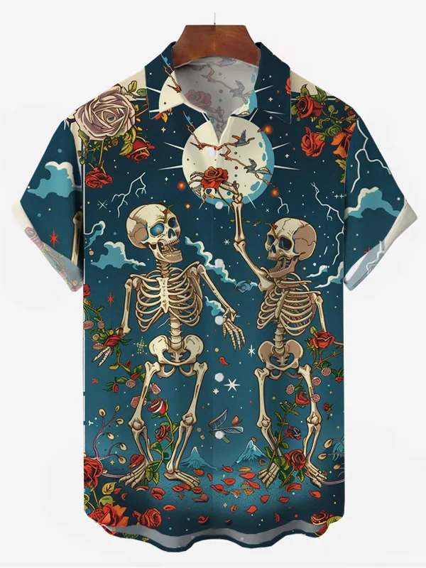 Men's Skull Rock Print Resort Shirt