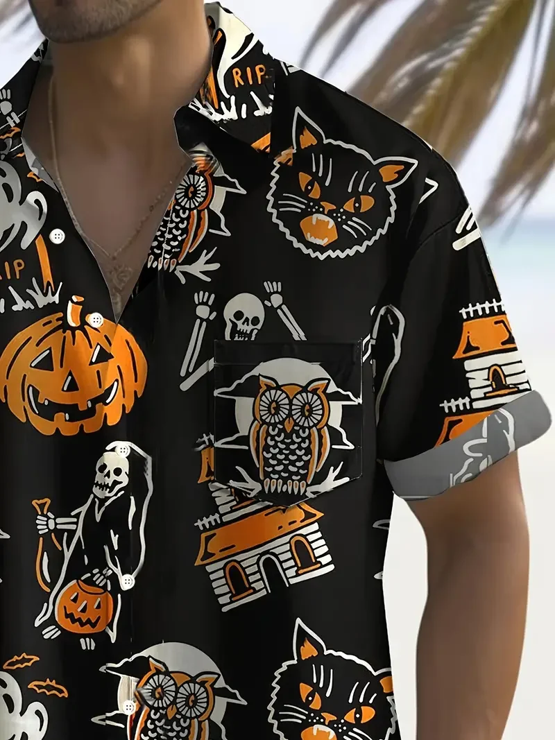 Men's Retro Halloween Fashion Short Sleeve Shirt