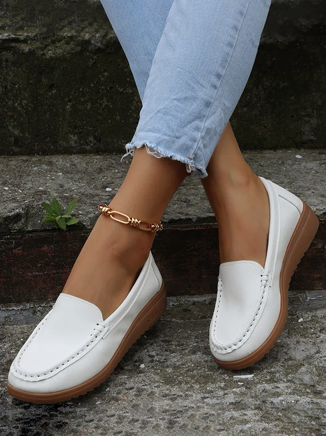 Plain Color Casual Loafers Flats