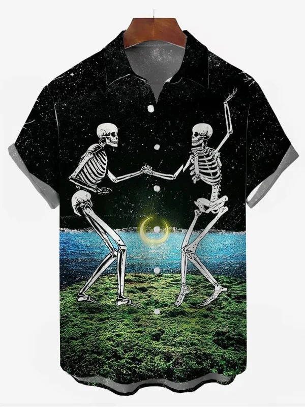 Men's Skull Rock Print Resort Shirt