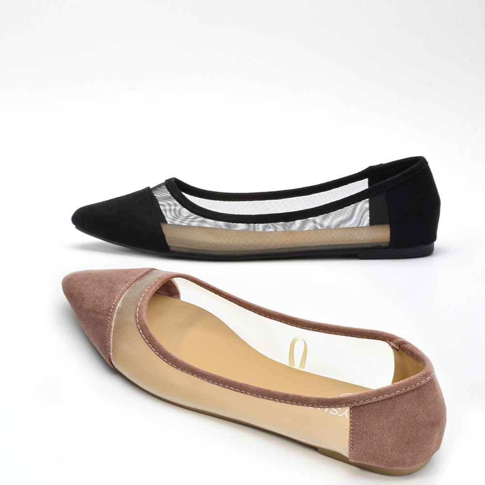 Pointed Mesh Stitching Flat Shoes for Women
